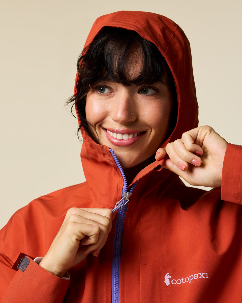 Cielo Rain Jacket - Women's, Chimayo/Grapefruit, Model Lola
