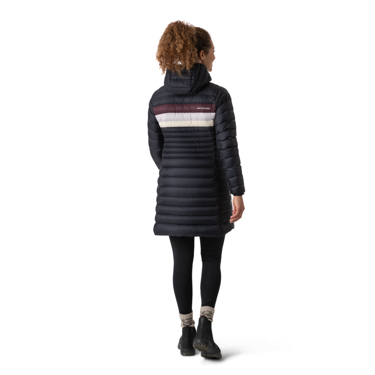 Fuego Down Parka - Women's, Graphite Stripes, Model Brenna