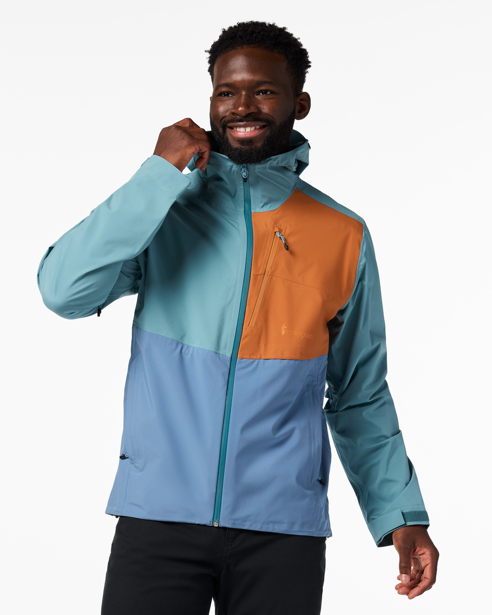 Impermeo 3L Hooded Shell Jacket - Men's, Everglade/Steel Blue, Model Kirk