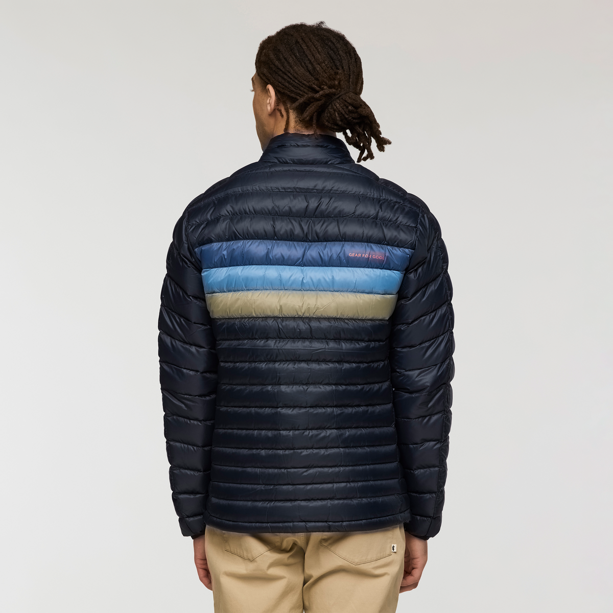 Fuego Down Jacket - Men's, Carbon Stripes, Model Kai