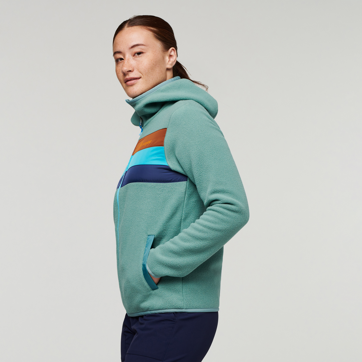 Teca Fleece Hooded Full-Zip Jacket - Women's, Watercolor, Model Aya