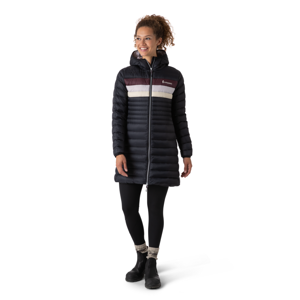 Fuego Down Parka - Women's, Graphite Stripes, Model Brenna