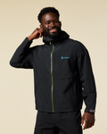 Cielo Rain Jacket - Men's, All Black, Model Kirk