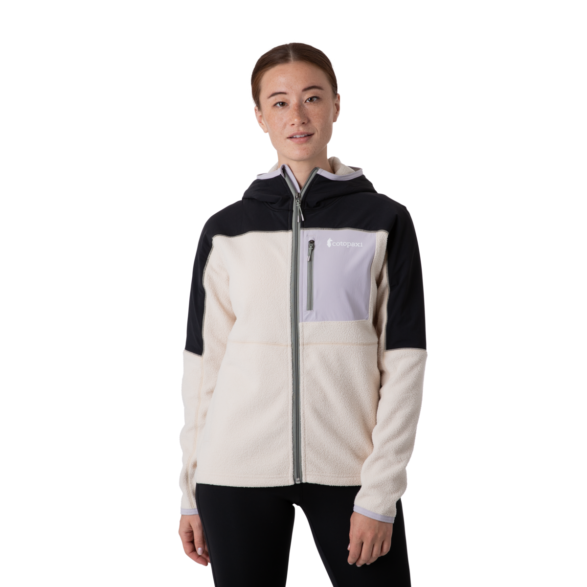 Abrazo Fleece Hooded Full-Zip Jacket - Women's, Black/Cream, Model Aya