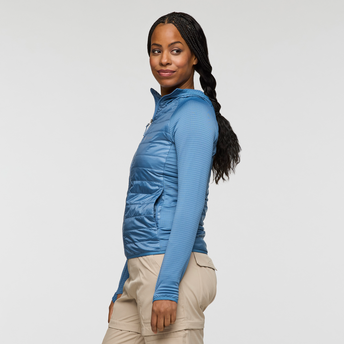 Capa Hybrid Insulated Hooded Jacket - Women's, Fjord, Model Charlie