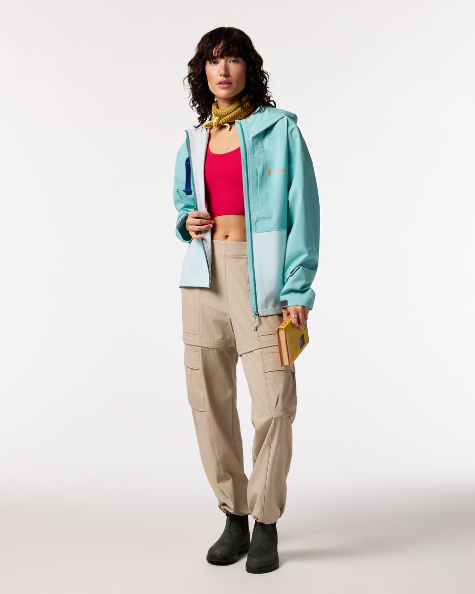 Cielo Rain Jacket - Women's, Tide Pool/Surf, Model Lola