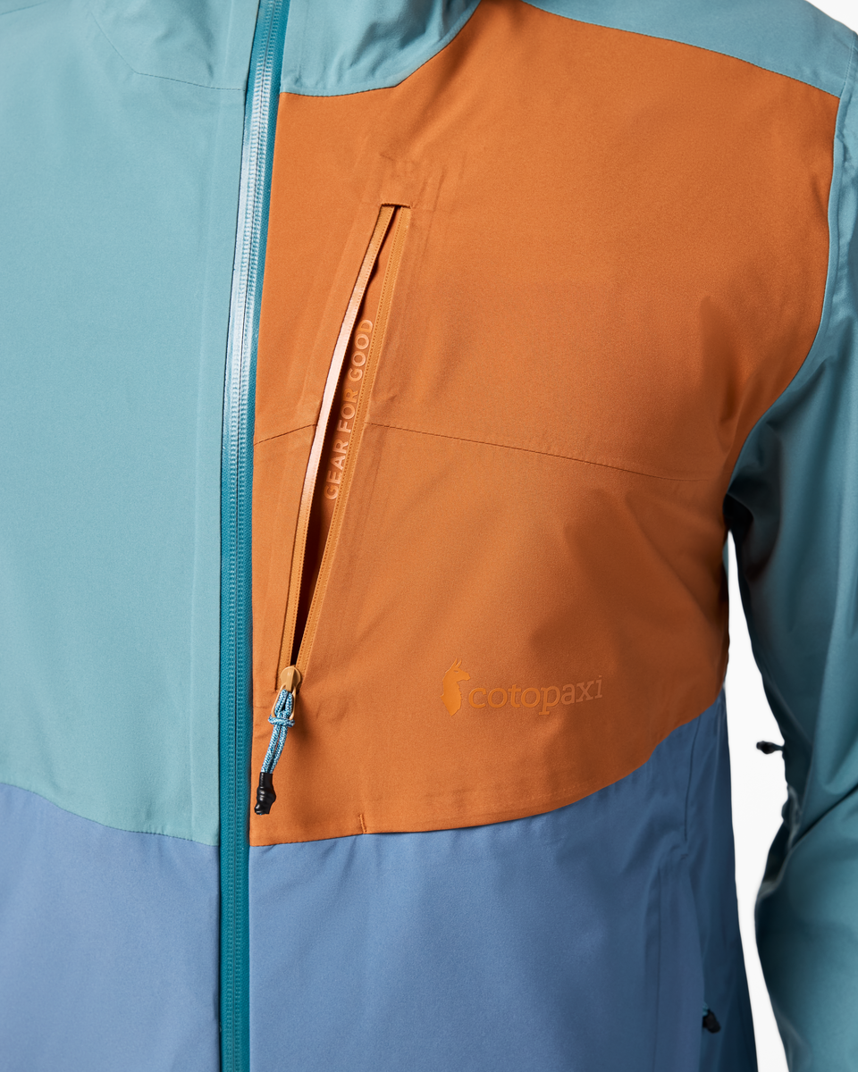Impermeo 3L Hooded Shell Jacket - Men's, Everglade/Steel Blue, Model Kirk
