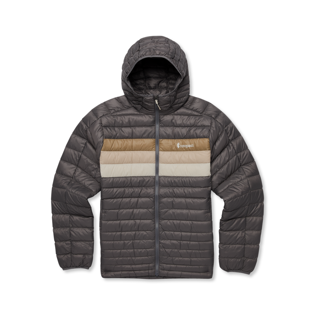 Fuego Down Hooded Jacket - Men's, Cinder Stripes, flatlay