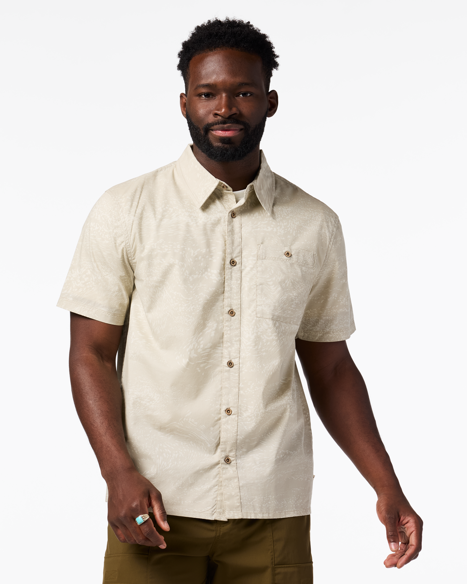Estival Button Up Shirt - Print - Men's, Waves Mineral, Model Kirk