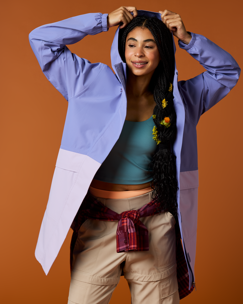 Rayu Rain Parka - Women's, Aster/Moonbeam, Model Kalu