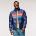 Fuego Down Jacket - Men's, Ink Stripes, Model Jeremy