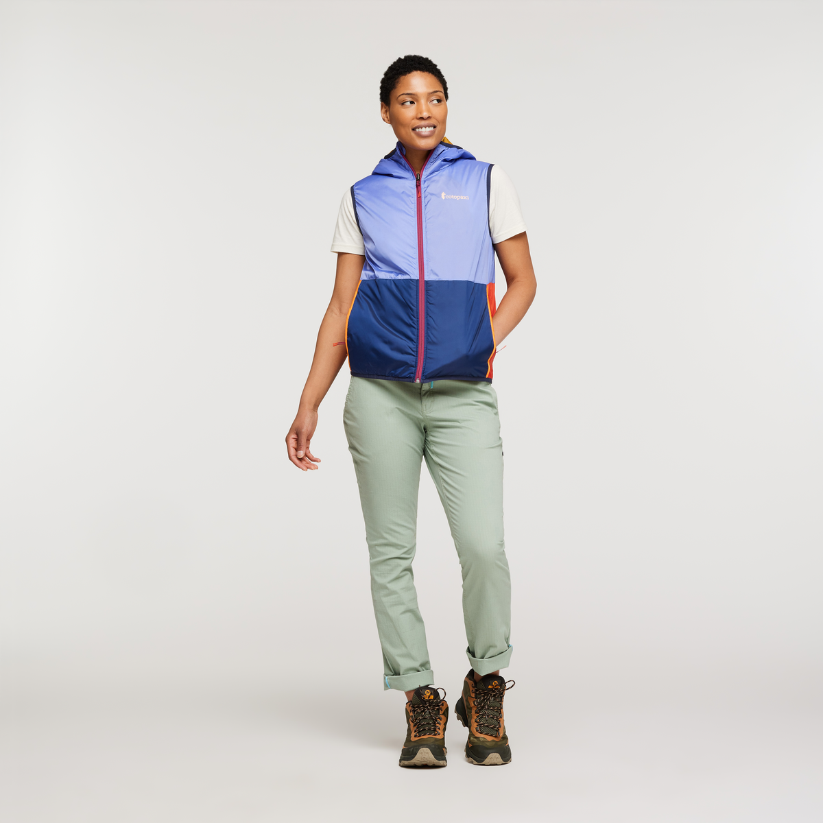 Teca Cálido Hooded Vest - Women's, Honeybee, Model Callie