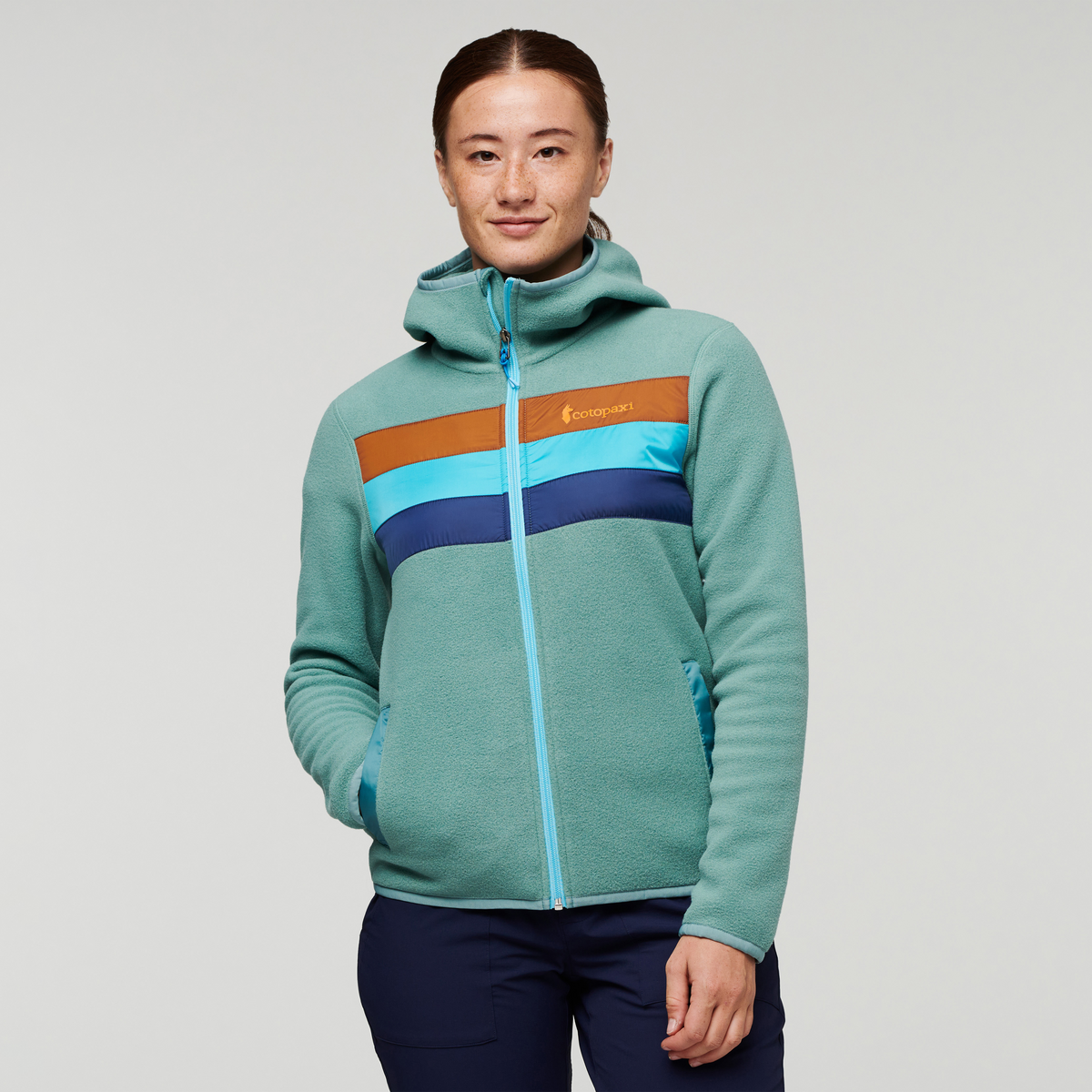 Teca Fleece Hooded Full-Zip Jacket - Women's, Watercolor, Model Aya